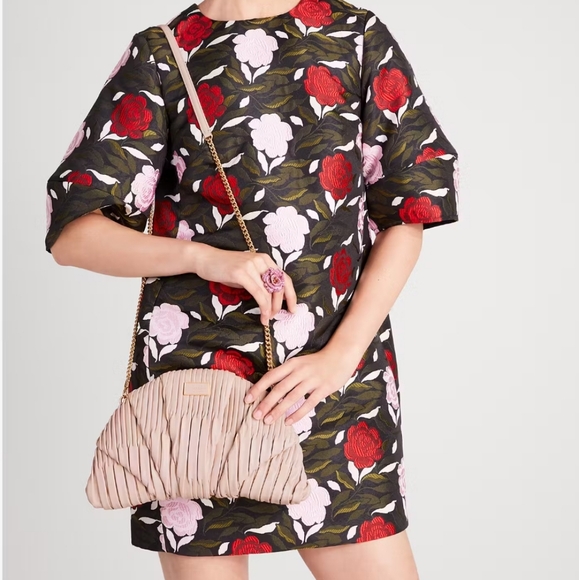 Kate Spade Patisserie Pleated 3d Croissant Clutch, French Rose - Picture 3 of 5